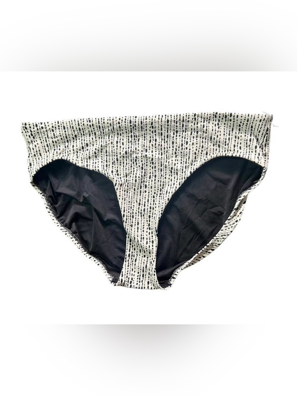 ATHLETA black w ivory spotted clean full bikini swim bottom size XL New